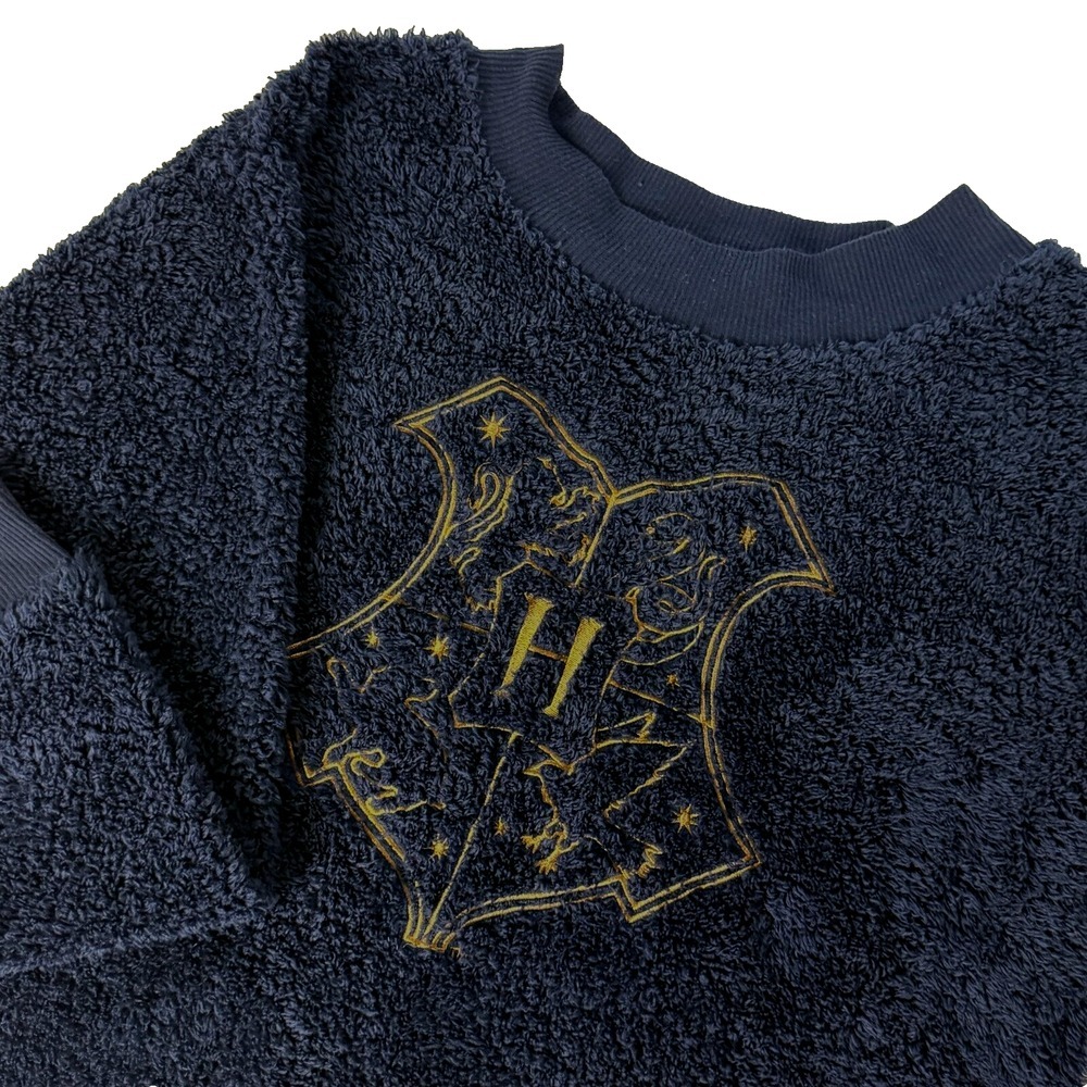 Harry Potter Hogwarts Cozy Teddy Bear plush Pajamas Top - Size Small - Navy